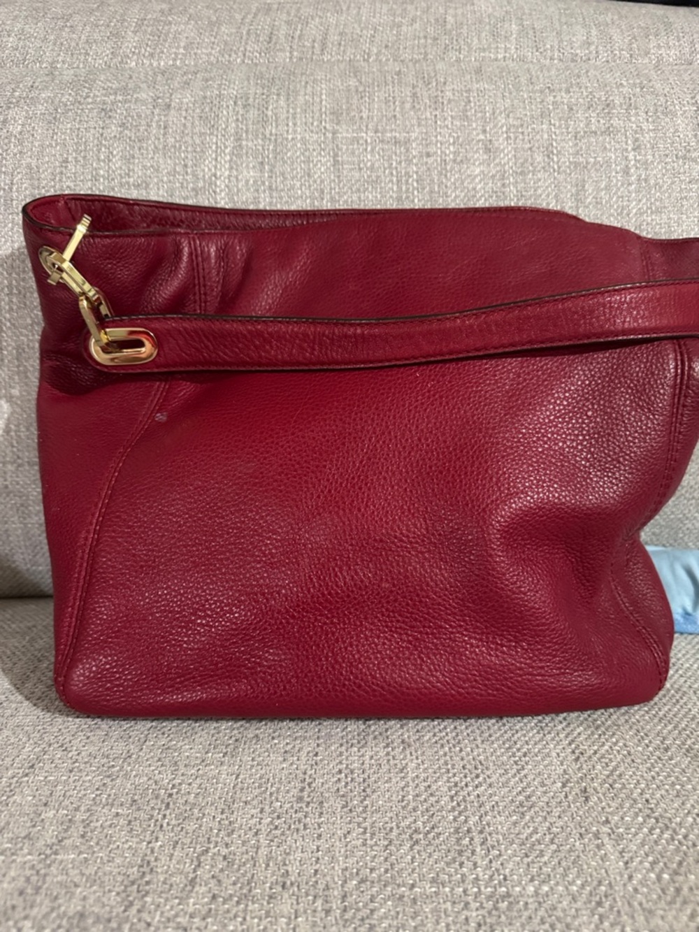 Michael Kors Pebbled Leather Shoulder Tote in Deep Red - Picture 2 of 6